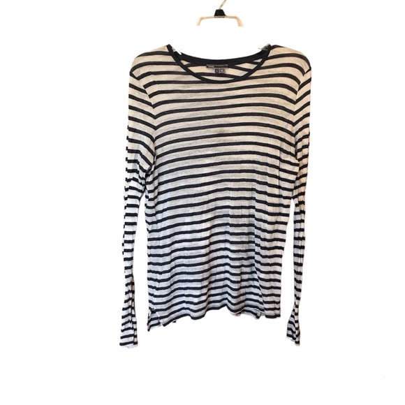 Vince Long Sleeve Striped Tissue Tee Long Sleeved Top - Picture 1 of 7